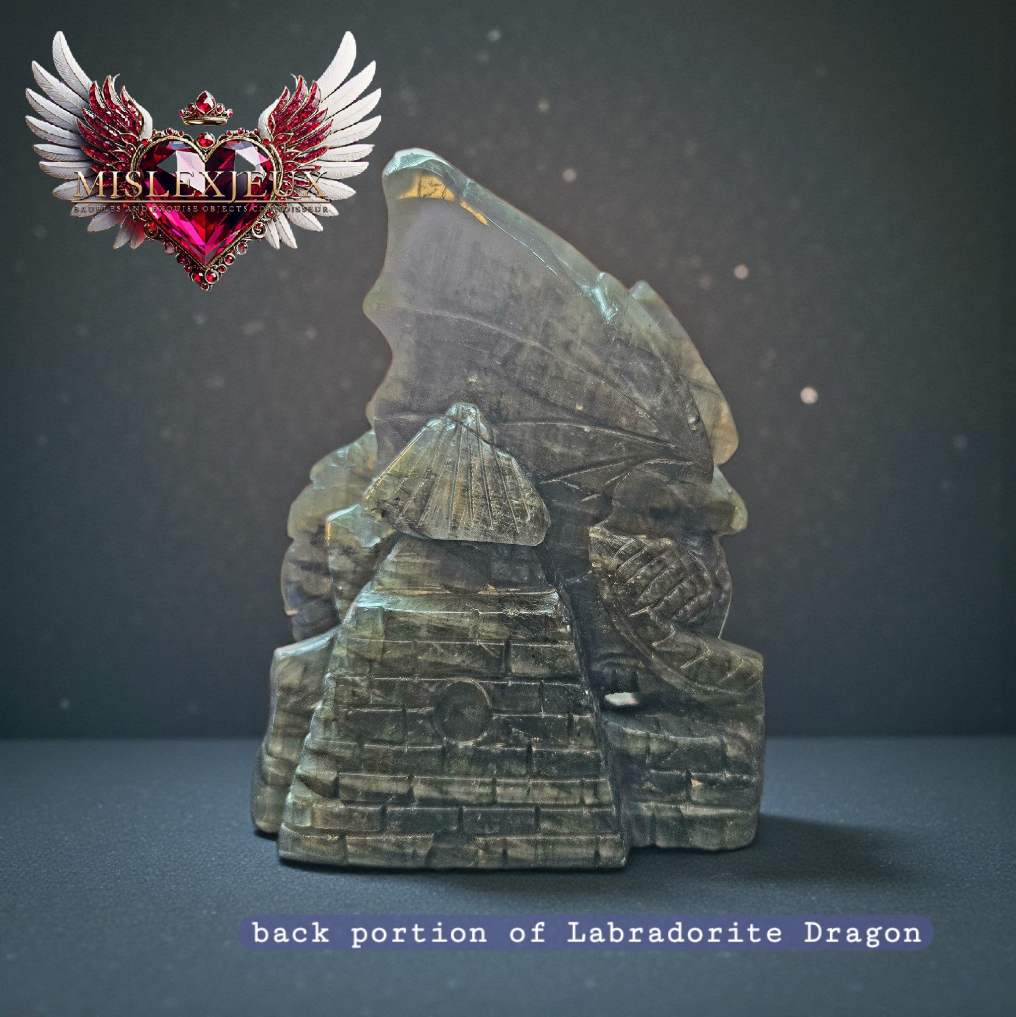 Labradorite Dragon in Castle Carving
