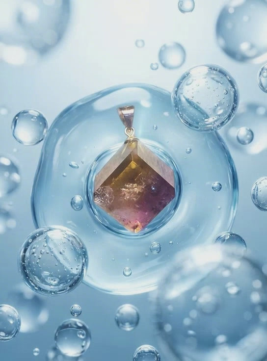 Ametrine Cube Pendant Set In Rose Gold Tone Silver s925