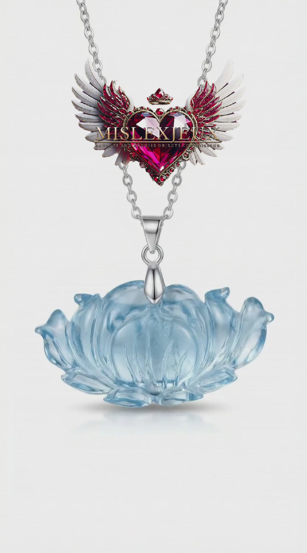 Aquamarine Lotus Pendant
