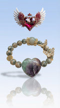 Green Sakura Agate w/ Fluorite and Green Yanyuan Agate Bracelet