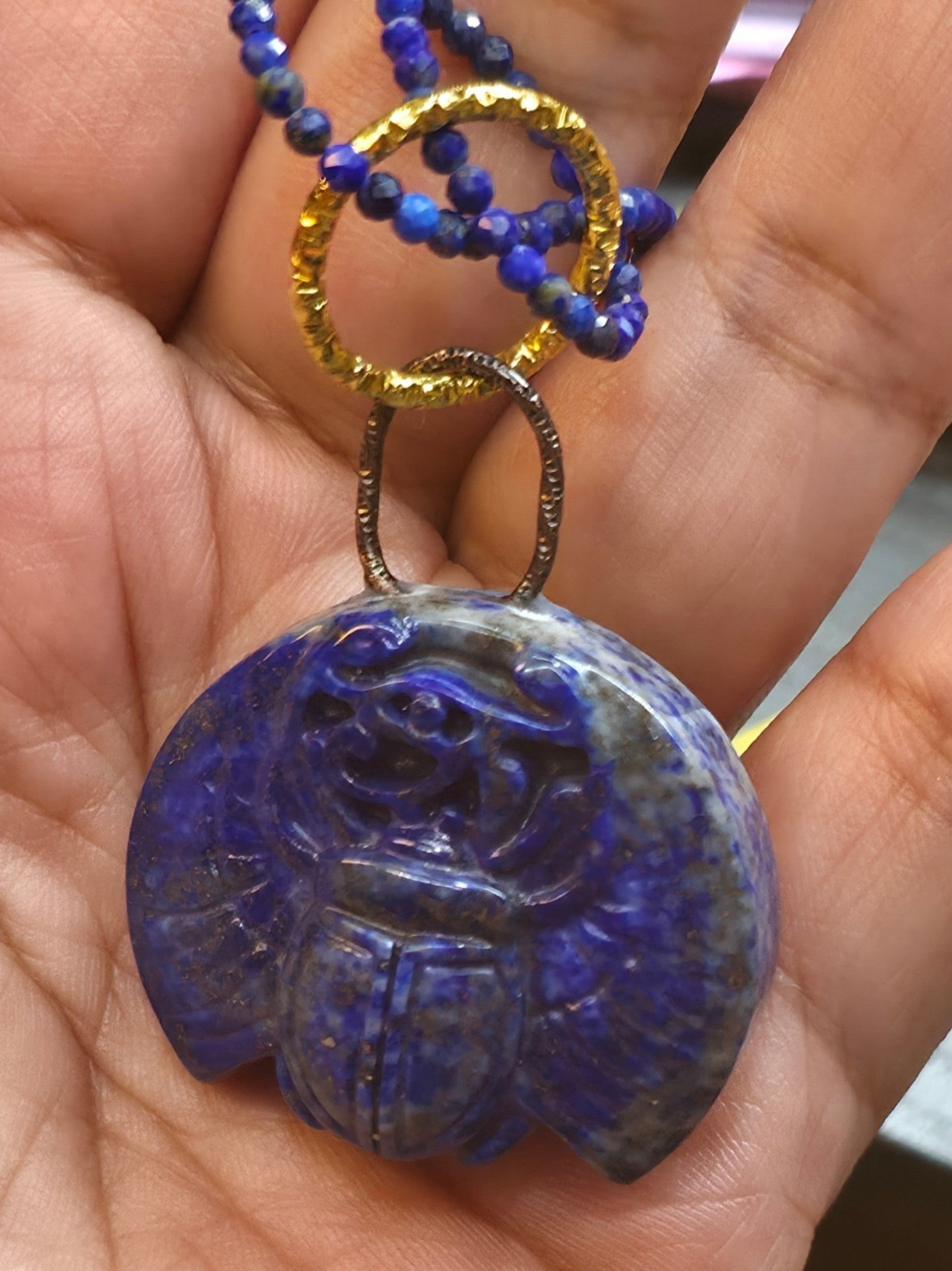 LAPIZ LAZULI SCARAB PENDANT