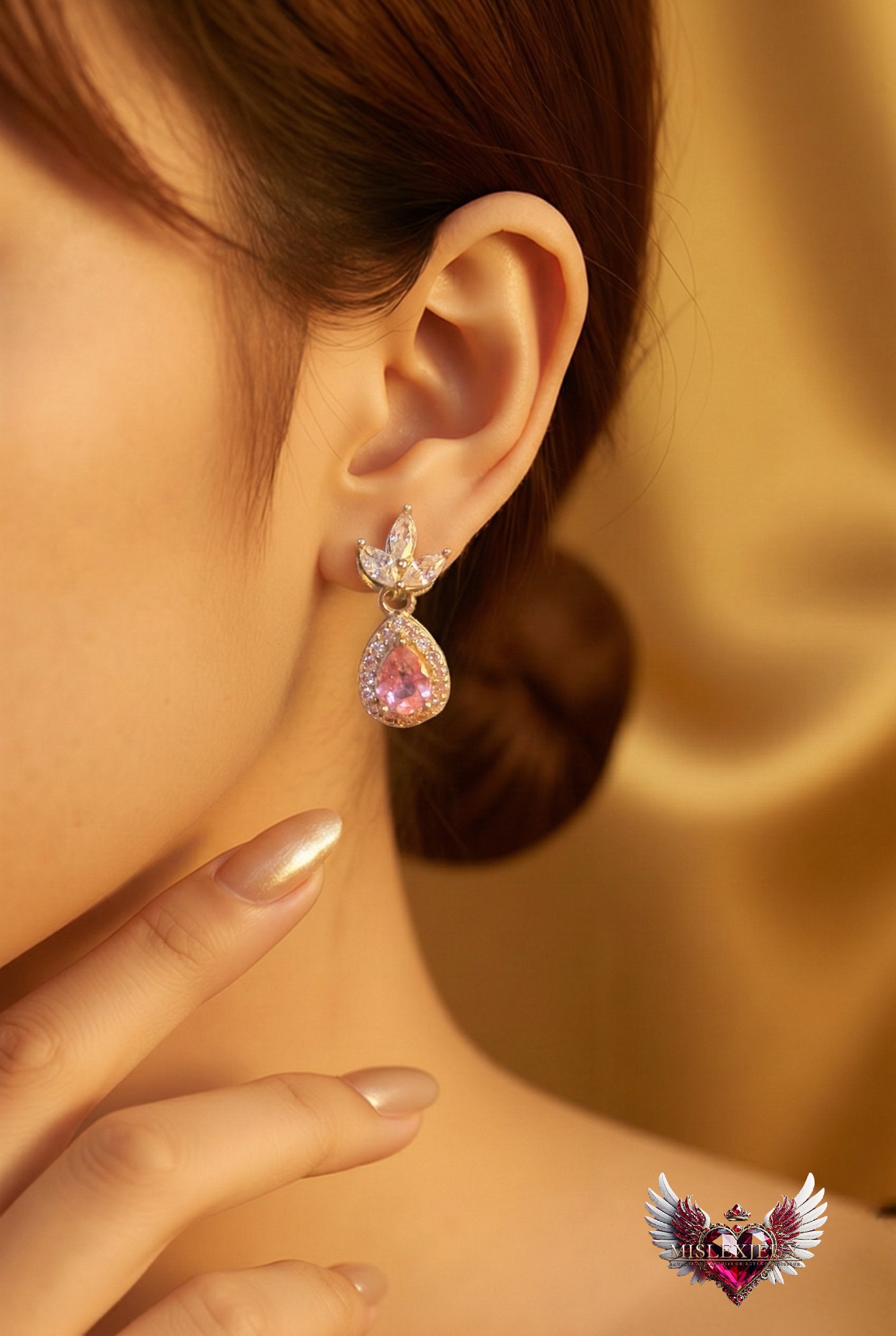 Pink Topaz Danggling Earrings