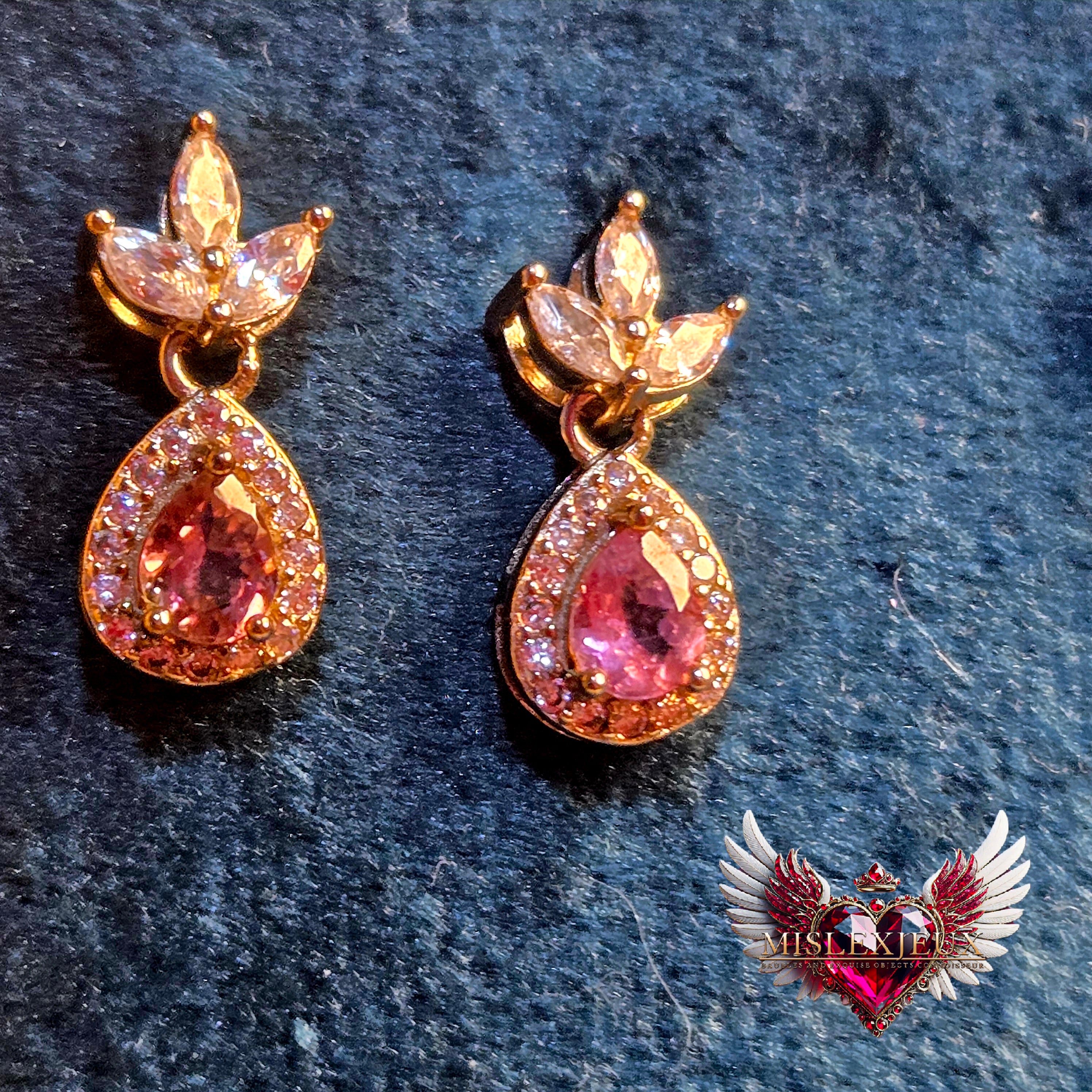 Pink Topaz Danggling Earrings