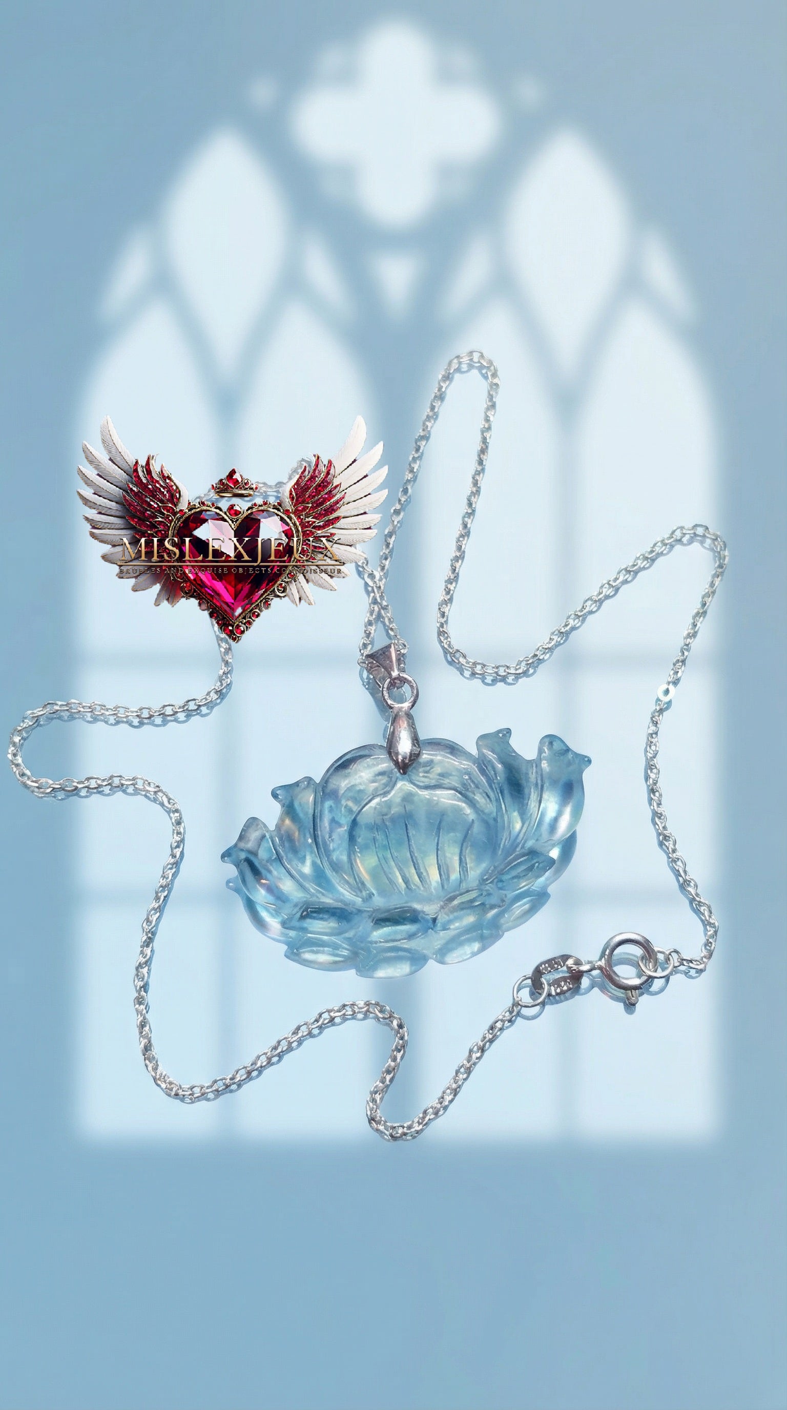 Aquamarine Lotus Pendant
