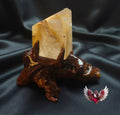 Rutilated Quartz Center Piece in Wooden Stand